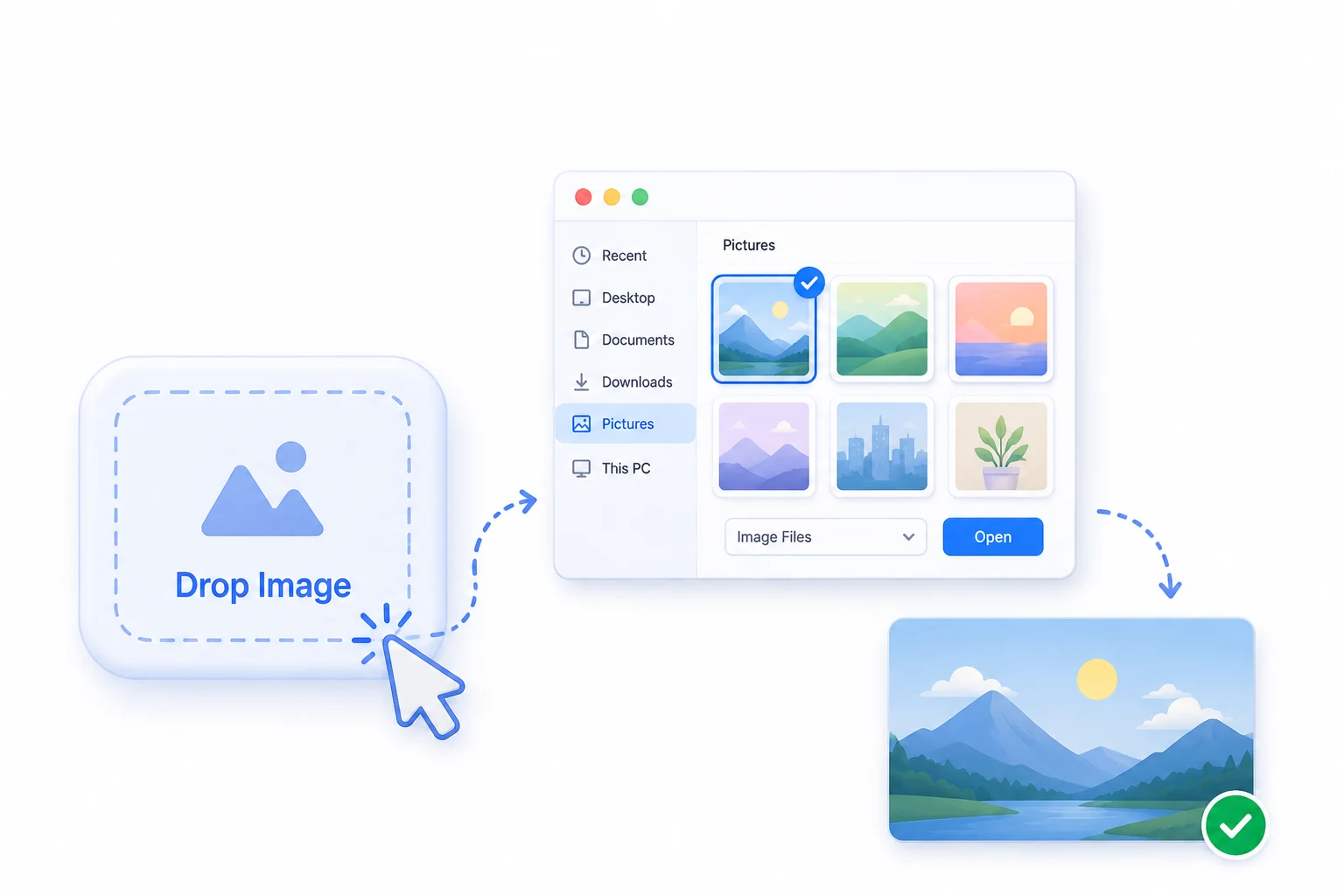 Step 1: Select or drop an image file to crop online for free